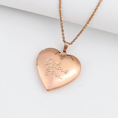 Stainless Steel Heart Photo Locket Necklace with Adjustable Chain