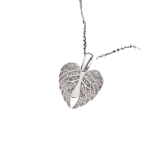 Stainless Steel Heart Wings Pendant Necklace