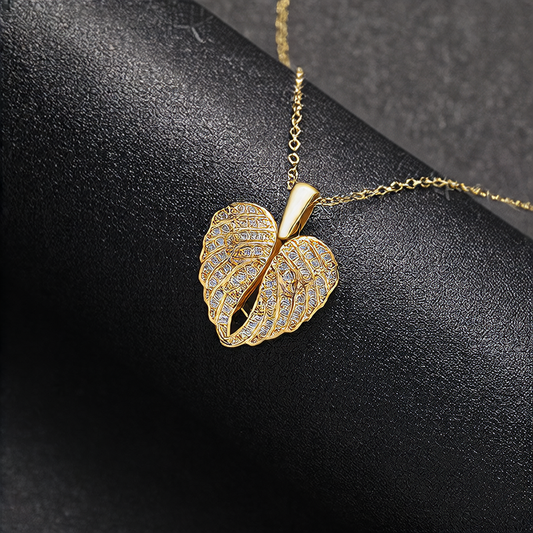 Stainless Steel Heart Wings Pendant Necklace