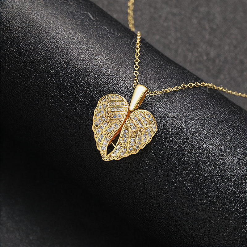 Stainless Steel Heart Wings Pendant Necklace