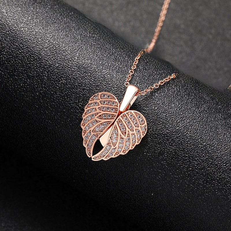 Stainless Steel Heart Wings Pendant Necklace