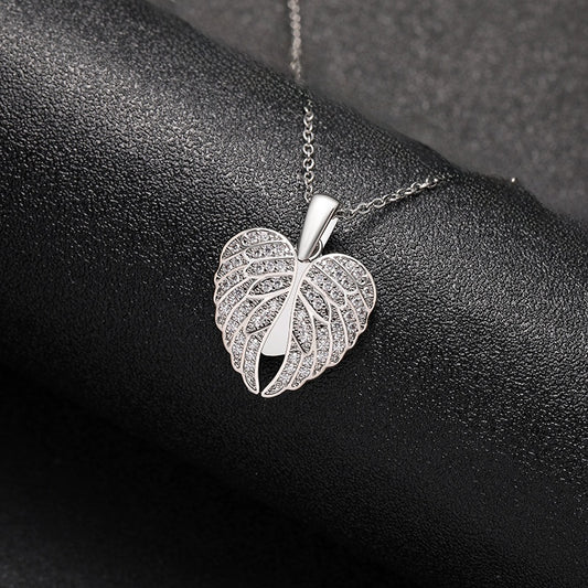 Stainless Steel Heart Wings Pendant Necklace