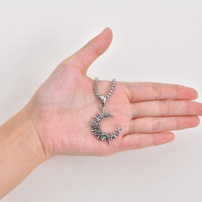 Stainless Steel Hip Hop Pendant C-Shaped Thorn Necklace