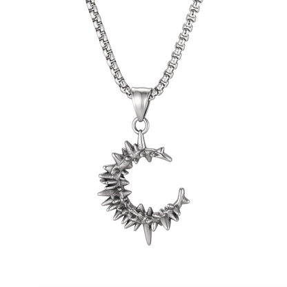 Stainless Steel Hip Hop Pendant C-Shaped Thorn Necklace