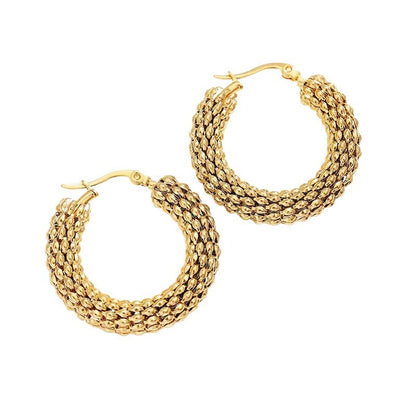 Stainless Steel Hollow Round Hoop Earrings for Women