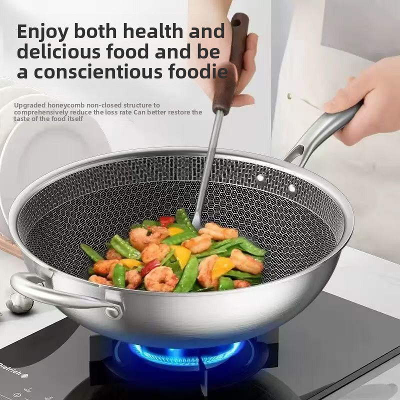 Stainless Steel Honeycomb Non-Stick Wok