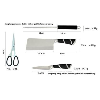 Stainless steel horseshoe hollow handle knife suit 8-piece