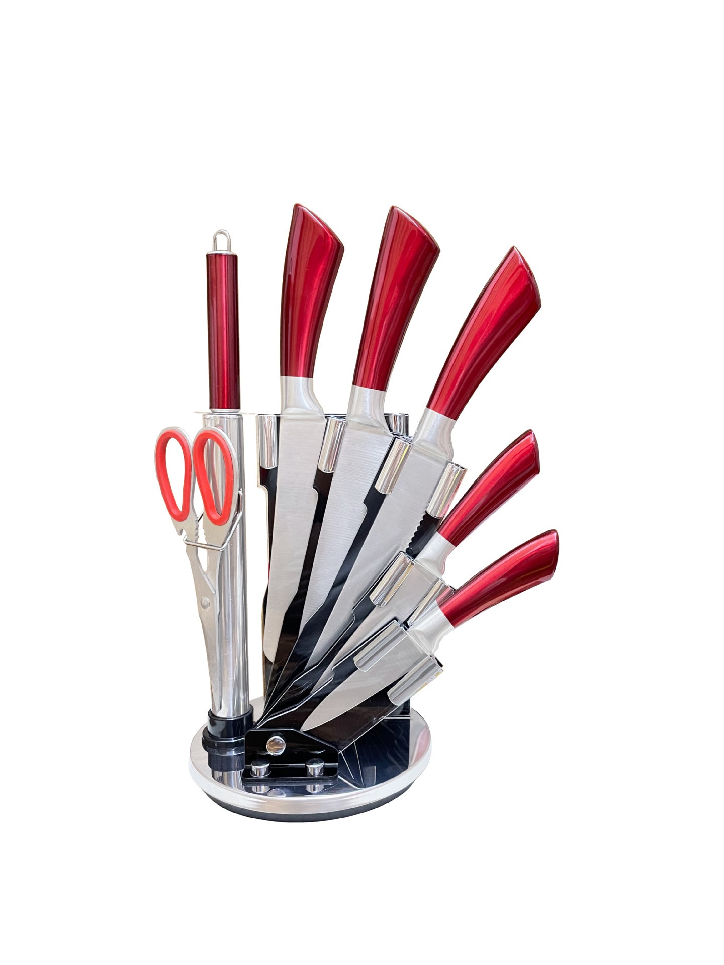 Stainless steel horseshoe hollow handle knife suit 8-piece