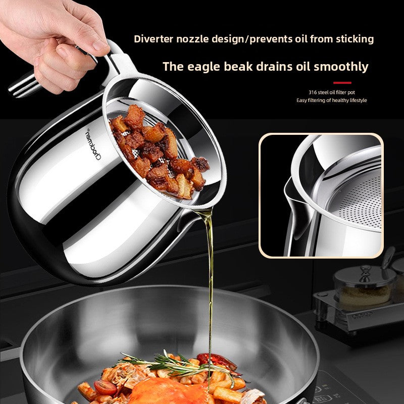 Stainless steel household oil filter tank