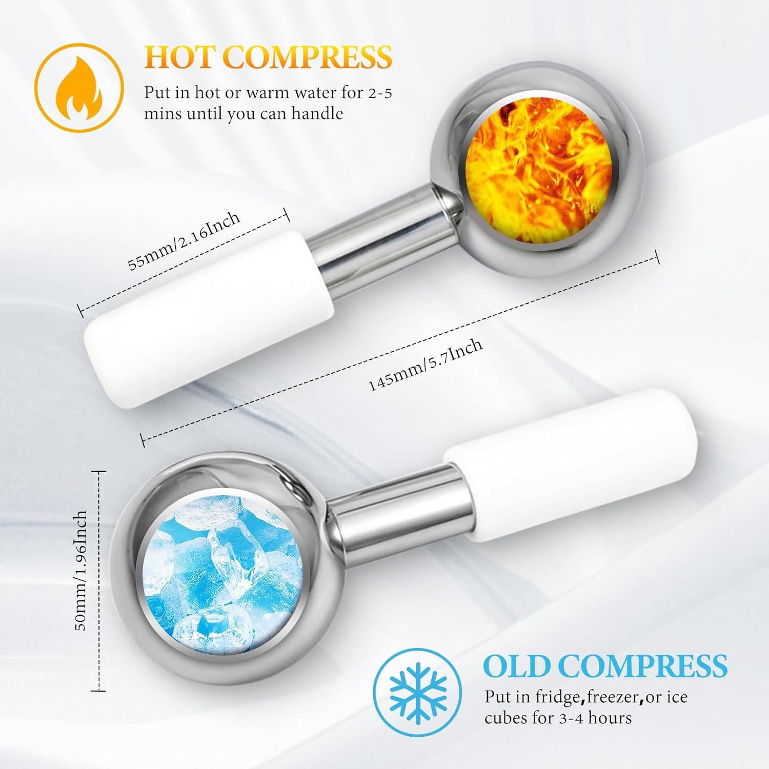 Stainless Steel Ice Ball Massage Roller for Face and Eye Therapy