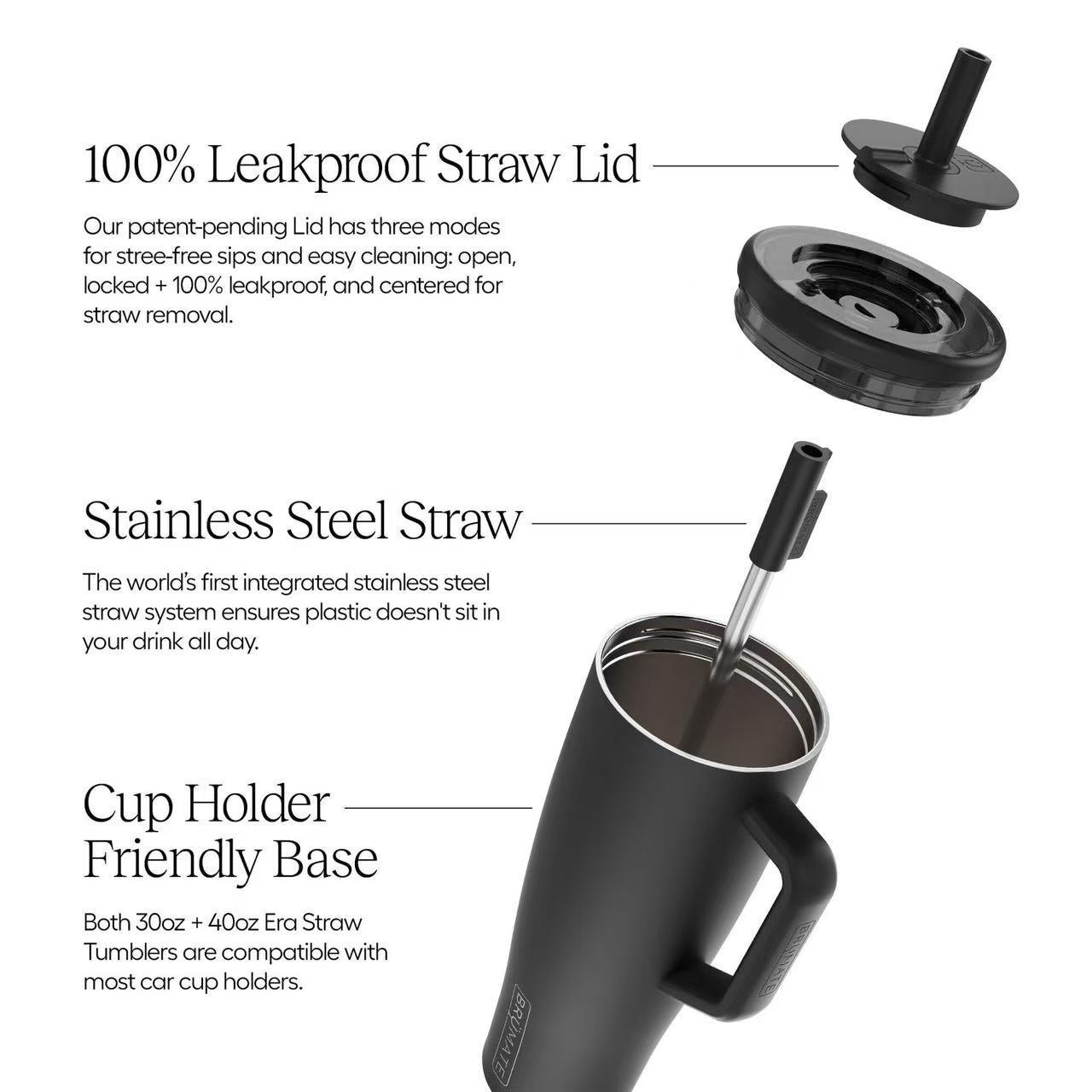Stainless Steel Insulated Cup with Straw and Handle