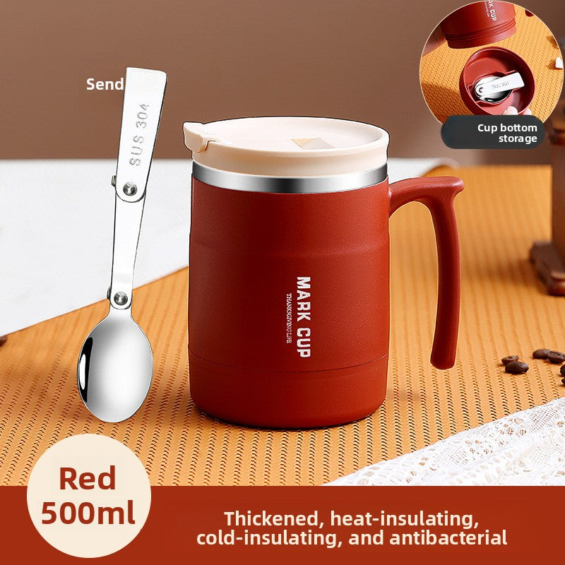 Stainless Steel Insulated Travel Mug with Spoon Lid