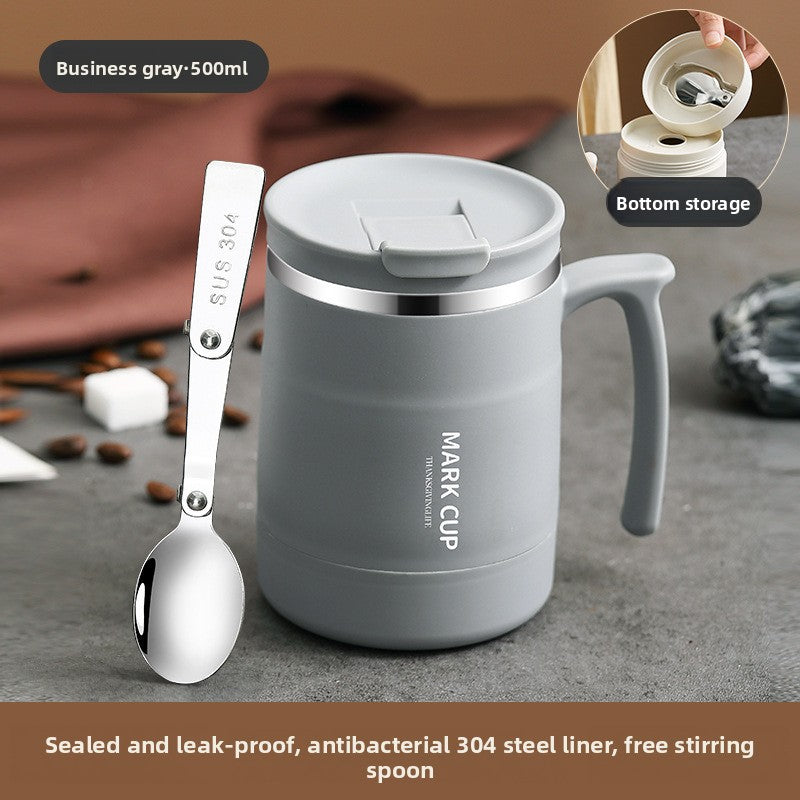 Stainless Steel Insulated Travel Mug with Spoon Lid