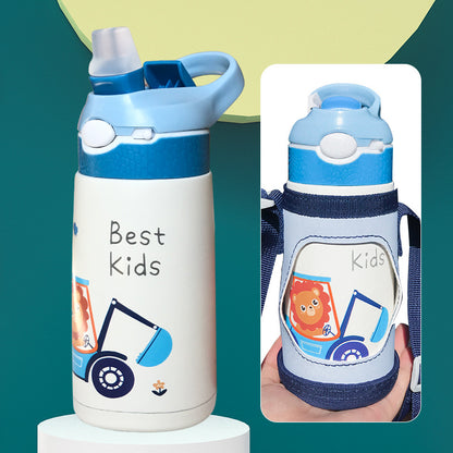 Stainless Steel Insulated Water Bottle with Straw for Kids