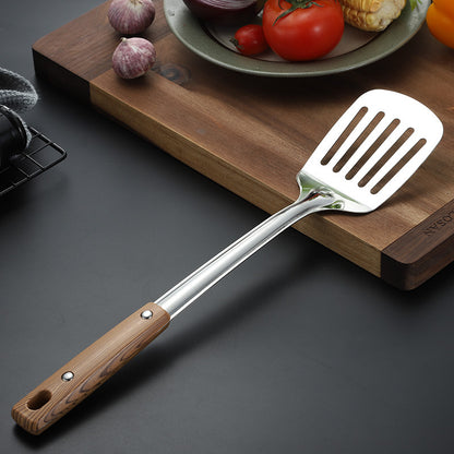 Stainless Steel Kitchen Utensil Set with Wood Grain Handle