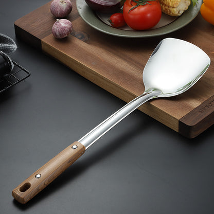 Stainless Steel Kitchen Utensil Set with Wood Grain Handle