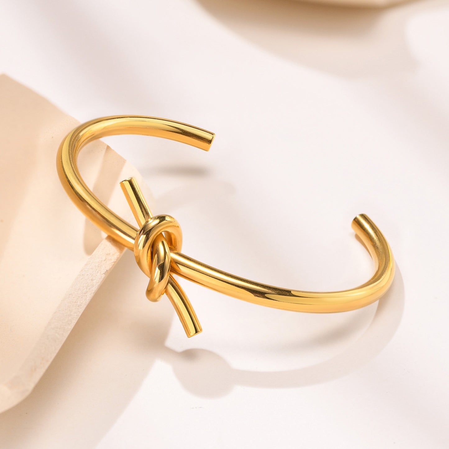 Stainless Steel Knotted Simple Open Bracelet