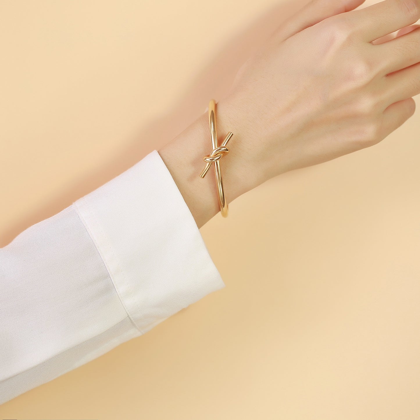 Stainless Steel Knotted Simple Open Bracelet