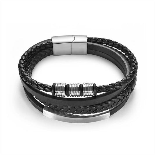 Stainless Steel Leather Bracelet