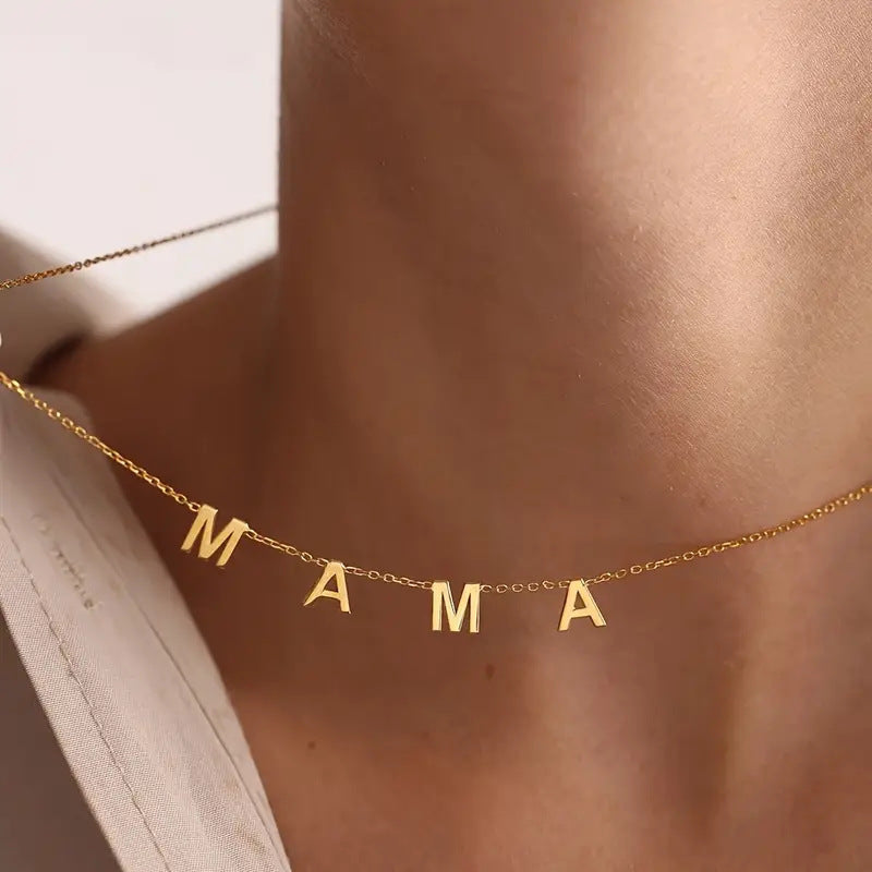 Stainless Steel Letter Mama Necklace Bracelet Anklet Set