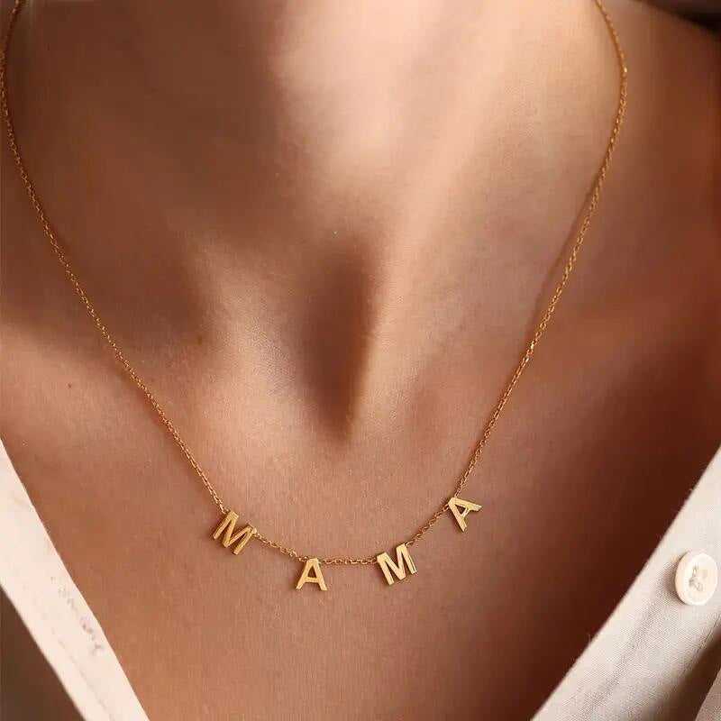 Stainless Steel Letter Mama Necklace Bracelet Anklet Set