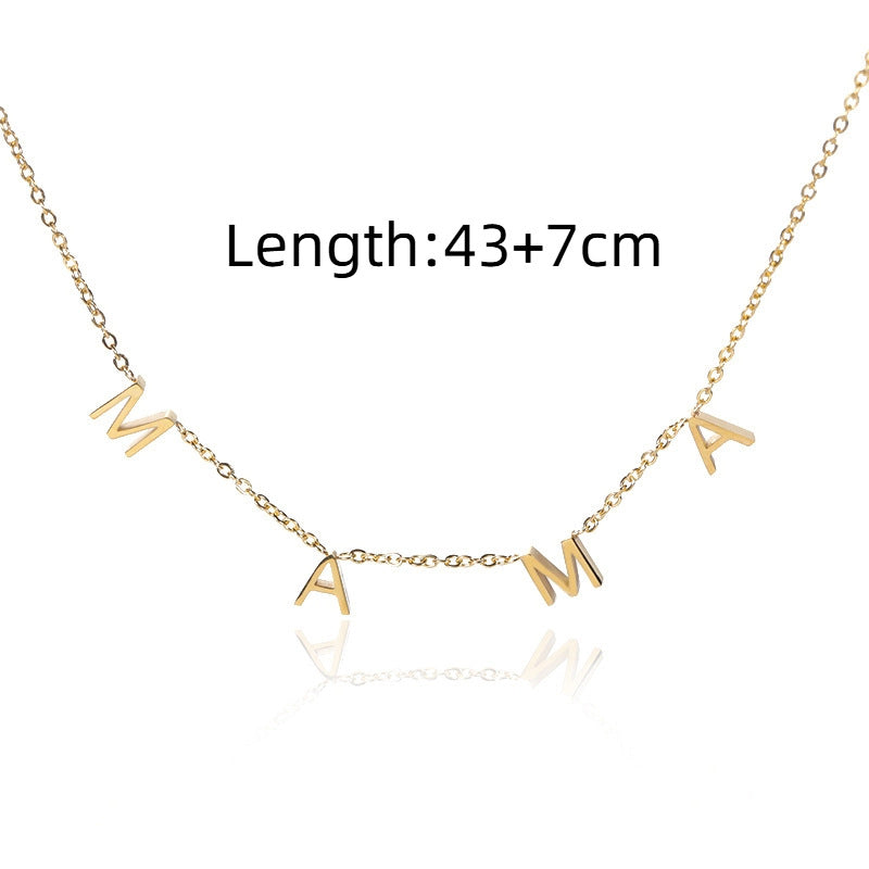 Stainless Steel Letter Mama Necklace Bracelet Anklet Set
