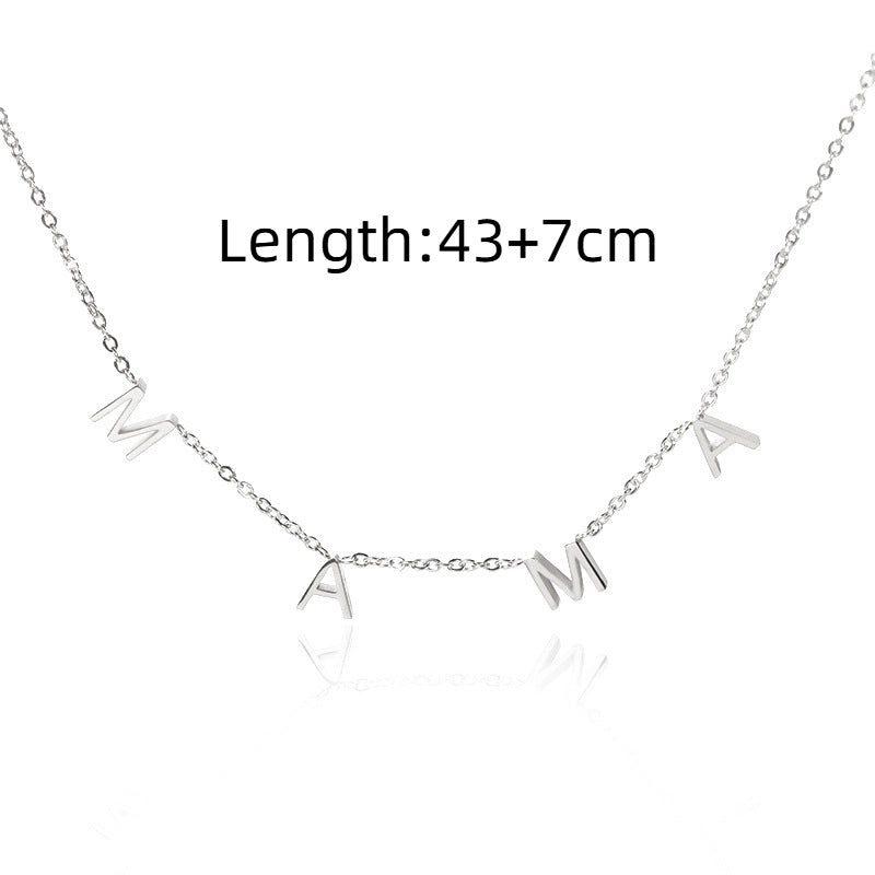 Stainless Steel Letter Mama Necklace Bracelet Anklet Set