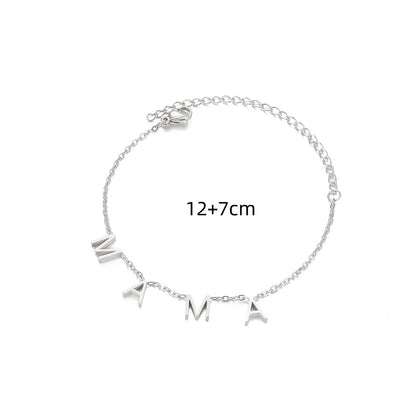 Stainless Steel Letter Mama Necklace Bracelet Anklet Set