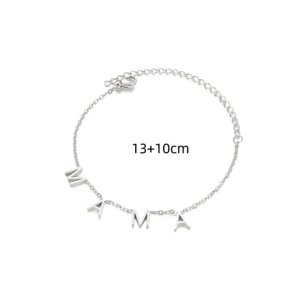 Stainless Steel Letter Mama Necklace Bracelet Anklet Set