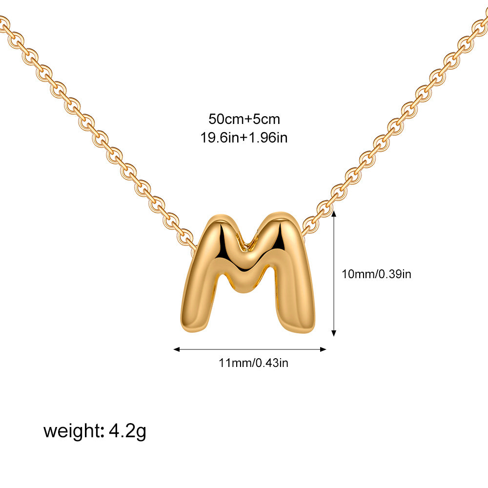 Stainless Steel Letter Necklace with Brass Pendant