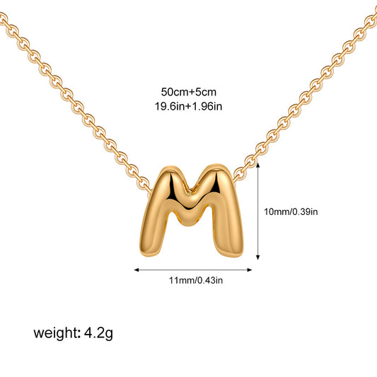 Stainless Steel Letter Necklace with Brass Pendant
