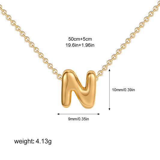 Stainless Steel Letter Necklace with Brass Pendant