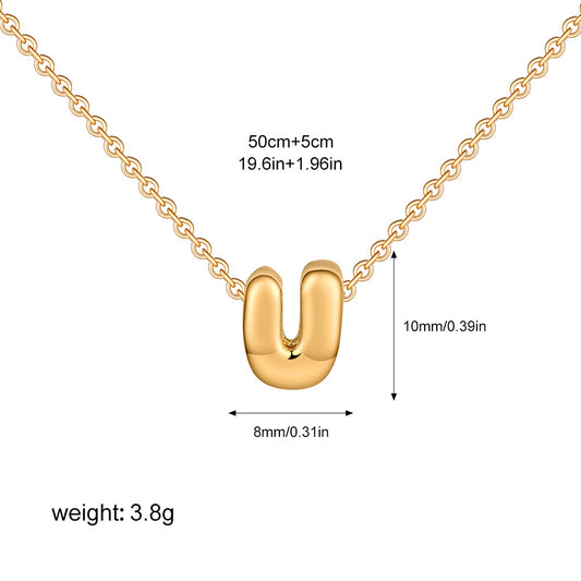 Stainless Steel Letter Necklace with Brass Pendant
