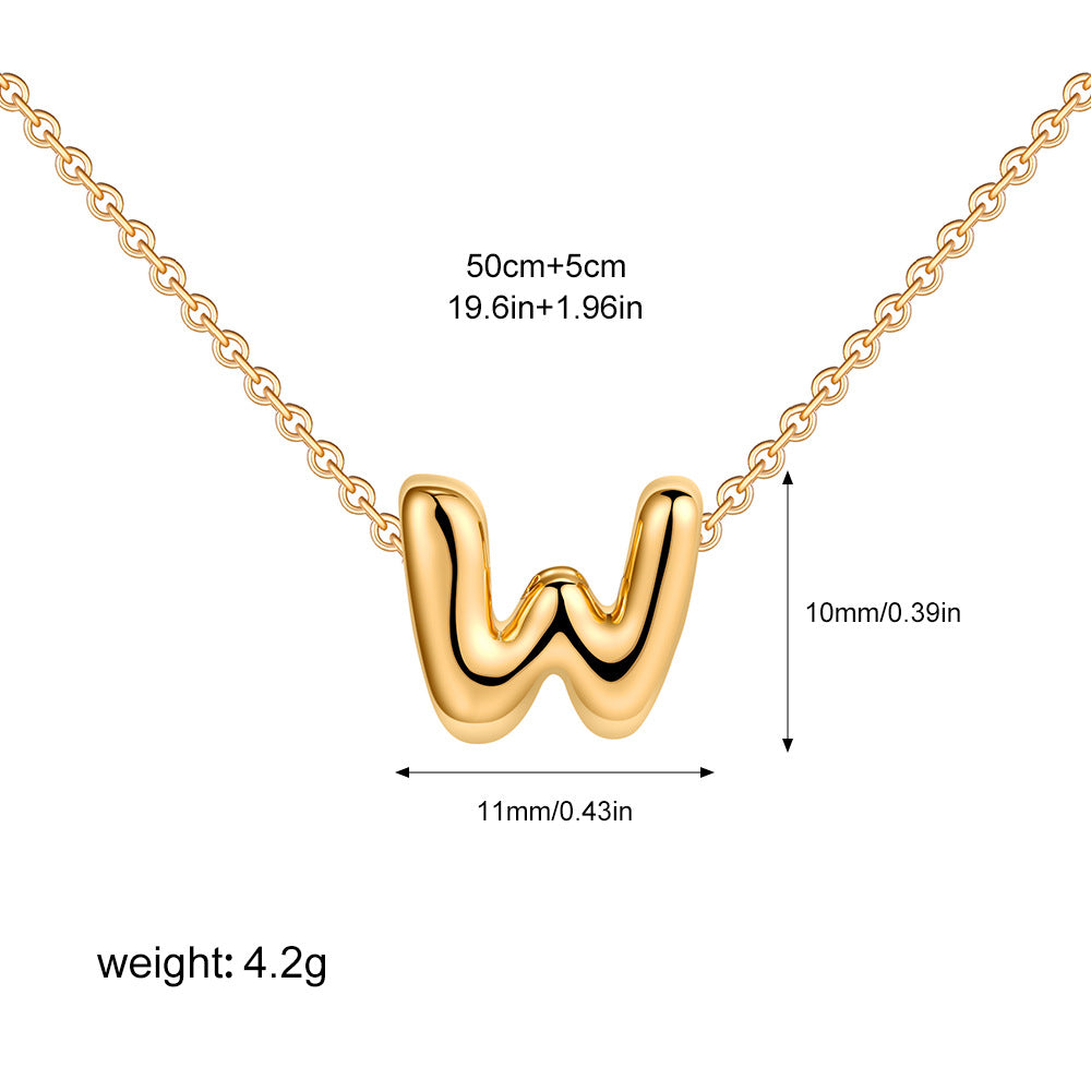 Stainless Steel Letter Necklace with Brass Pendant