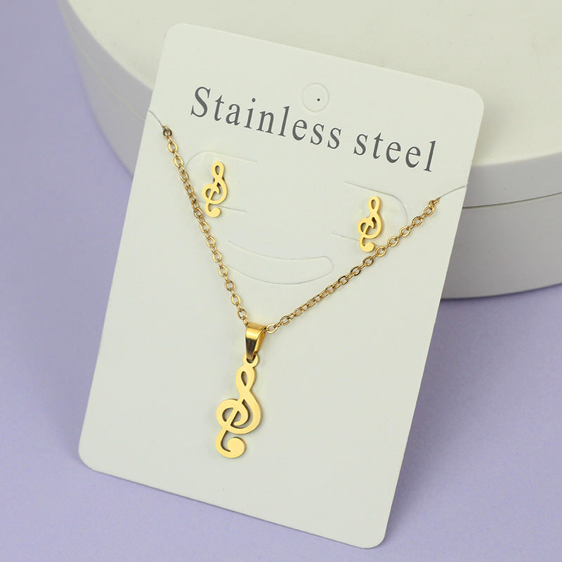 Stainless Steel Love Four-Leaf Clover Jewelry Set