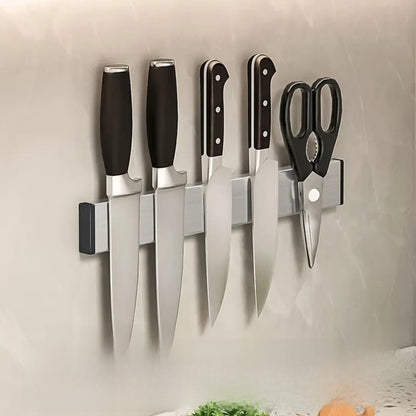 Stainless Steel Magnetic Knife Holder with Adhesive Mount