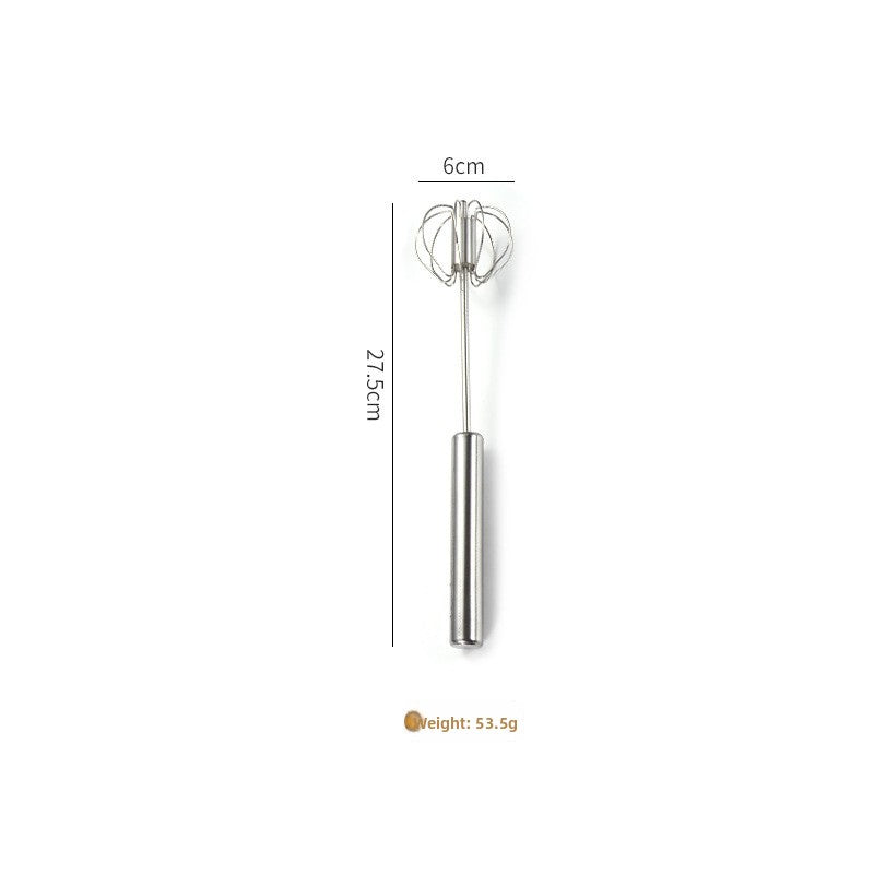 Stainless Steel Manual Press-Type Egg Beater Semi-Automatic Rotating Whisk Kitchen Baking Tool