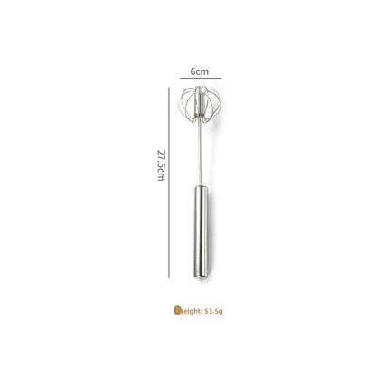 Stainless Steel Manual Press-Type Egg Beater Semi-Automatic Rotating Whisk Kitchen Baking Tool