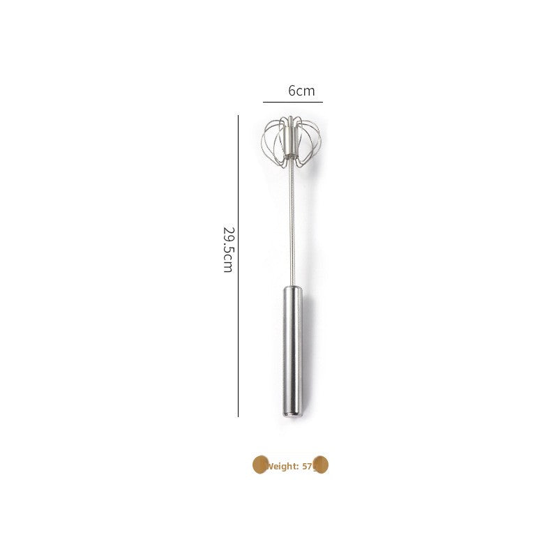 Stainless Steel Manual Press-Type Egg Beater Semi-Automatic Rotating Whisk Kitchen Baking Tool