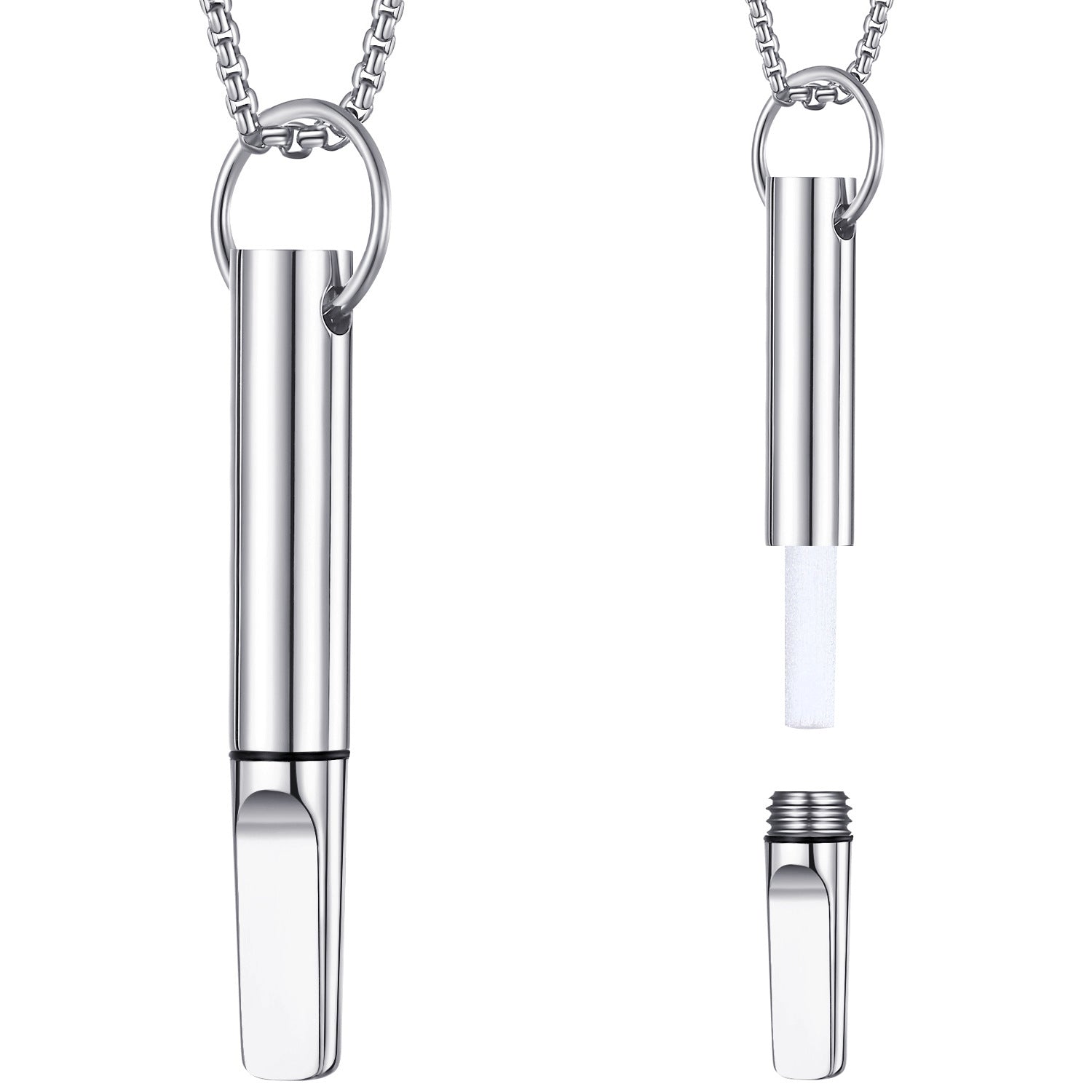 Stainless Steel Meditation Whistle Necklace