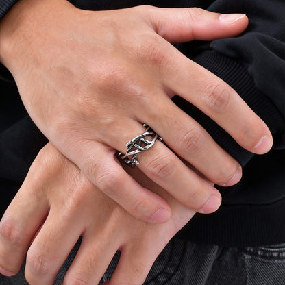Stainless Steel Men Punk Style Thorn Branch Ring