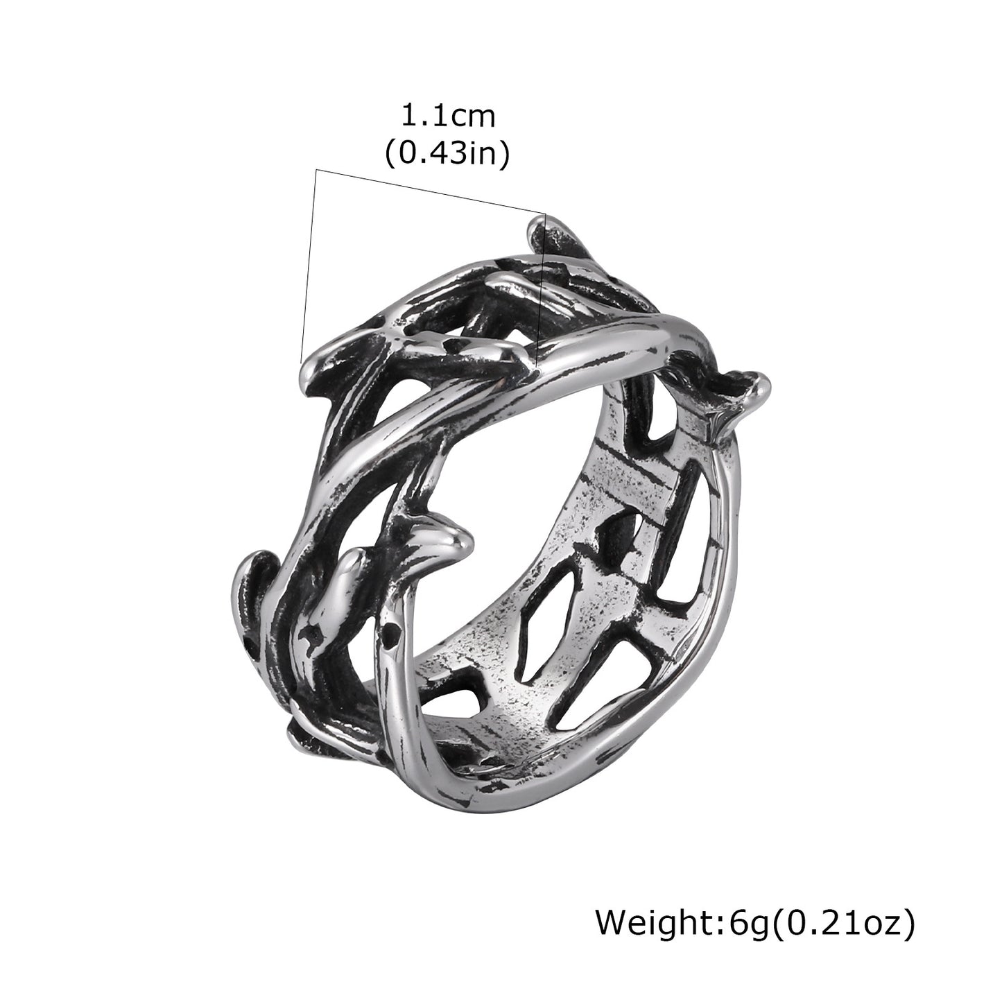 Stainless Steel Men Punk Style Thorn Branch Ring