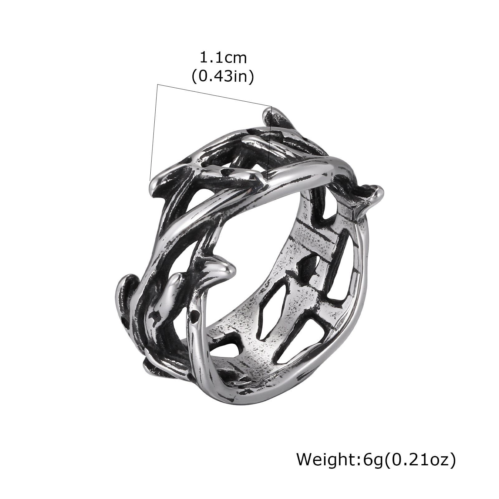 Stainless Steel Men Punk Style Thorn Branch Ring