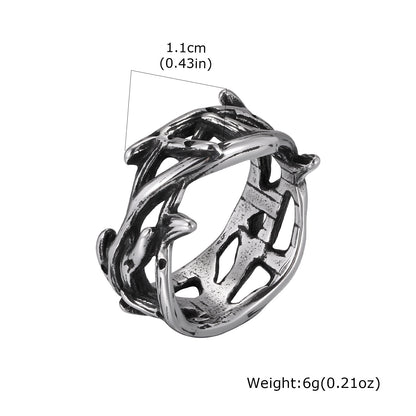 Stainless Steel Men Punk Style Thorn Branch Ring