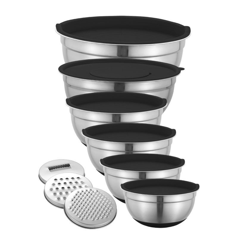 Stainless Steel Mixing Bowls with Lids and Non-Slip Base