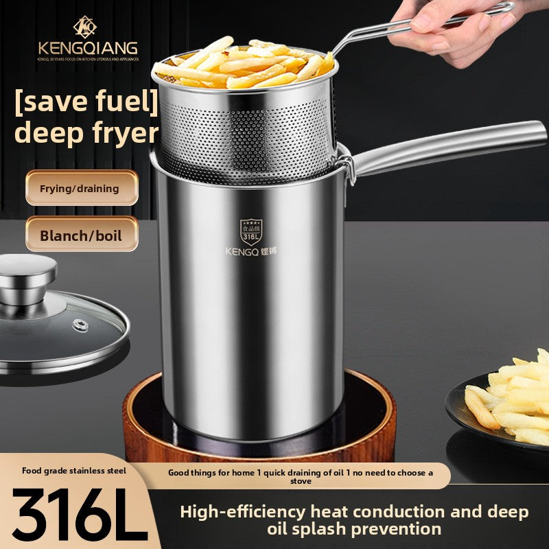 Stainless Steel Multi-Function Fryer Pot with Strainer