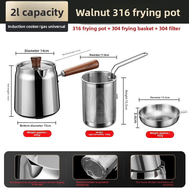 Stainless Steel Multi-Function Fryer Pot with Strainer