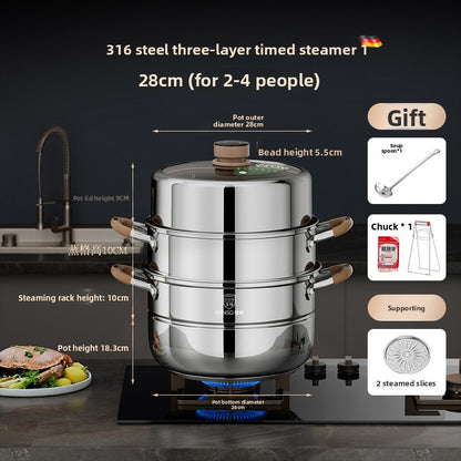 Stainless steel multi-layer steamer