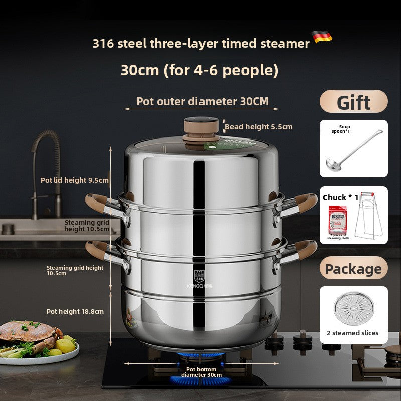 Stainless steel multi-layer steamer