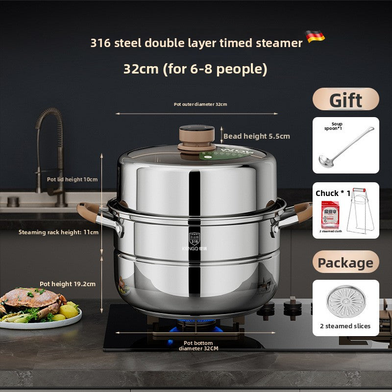 Stainless steel multi-layer steamer